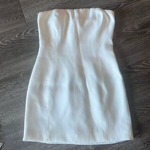 White Meshki Strapless Crepe dress